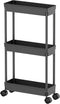 Sooyee 3 Tier Rolling Cart with Wheels, Slim Storage Organizer for Office, Bathroom, Kitchen, and Laundry Room, Black
