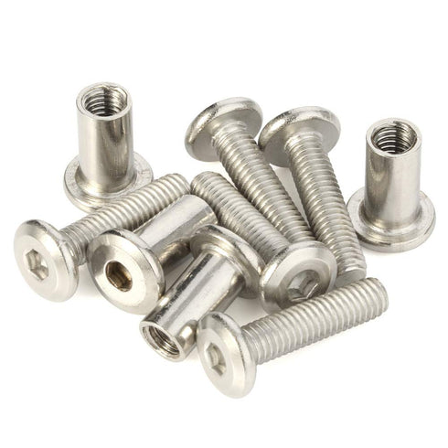 MewuDecor M6 35mm 18-8 (304), 10 x Socket Cap Furniture Bolts with Barrel Nuts for Furniture Cots Beds Crib and Chairs