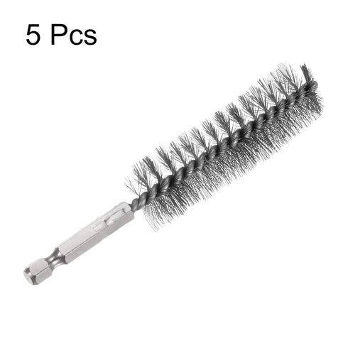 5Pcs Bore Brush Stainless Steel 22mm Dia Cleaning Twisted Wire Brush Tube Pipe Cleaner with Handle