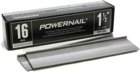 Powernail L15016 16 Gauge 1-1/2 Inch Length Hardwood Flooring L-Cleat Nails, 1000ct Box