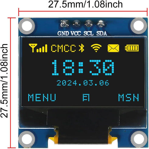 AITRIP 5PCS 0.96 Inch OLED Display Screen Module Compact Self-Luminous Mini Screens for Arduino Projects(Blue