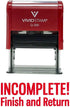 Incomplete Finish and Return Teacher Self Inking Rubber Stamp (Red Ink) - Large