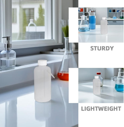 RUNROTOO 2pcs 500ml Wide Mouth Wash Bottles Reusable Portable Squeeze Bottles for Laboratory Chemicals and Body Wash