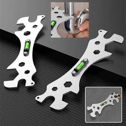 Faucet Wrench Spanner 9mm, 12mm, 14mm, 17mm, 23mm, 30mm Screw Nut Openings with Level for Shower Repair Bathroom Hose