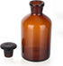 500ml Borosilicate Glass Reagent Bottle, Narrow Mouth with Standard Ground Glass Stopper for Labs (16oz, Amber)