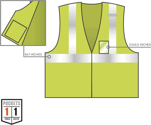 Ergodyne GloWear 8216BA ANSI High Visibility Breakaway Reflective Safety Vest, Lime, Small/Medium, ID Badge Holder