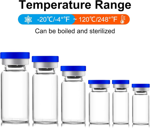 3ml Sealed Vials with Self Healing Injection Port and Plastic-Aluminum Flip Caps, Glass Empty Vials for Injection, 10