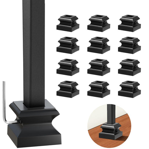 Stair Balusters Iron Baluster Shoes with Screw for 1/2" Square Balusters, Satin Black, 12 Pcs, Copper Wrought Iron