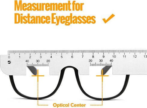Metal PD Ruler, Pupillary Distance Measurement Tool with Instructions for Myopia Glasses and Eye Care Tips