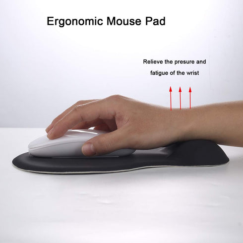 Ergonomic Computer Mouse Pad with Wrist Rest Support, Non-Slip PU Base for Pain Relief at Home Office