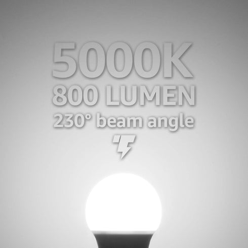 TORCHSTAR Dimmable GU24 Base LED Light Bulb, 800lm A19 Shape, 5000K Daylight, Pack of 2