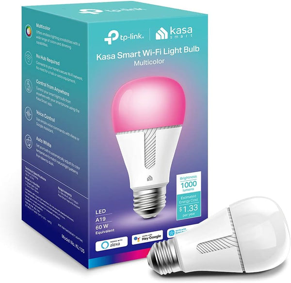 Kasa Smart Light Bulbs, 1000 Lumens High Brightness, 16M Color Changing, Dimmable