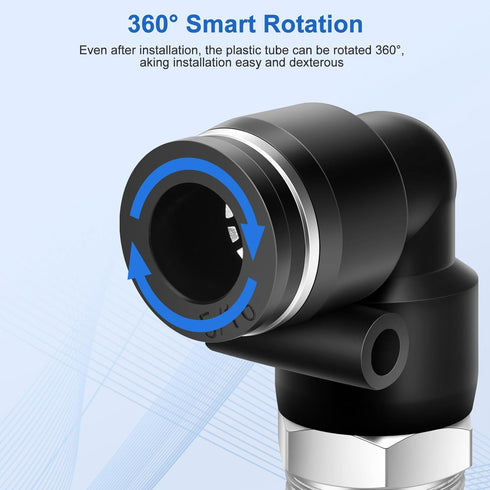 12 Pcs Push to Connect Fittings 5/16 Inch Tube OD x 1/4 Inch NPT Thread Pneumatic Male Straight and Elbow Quick Connect