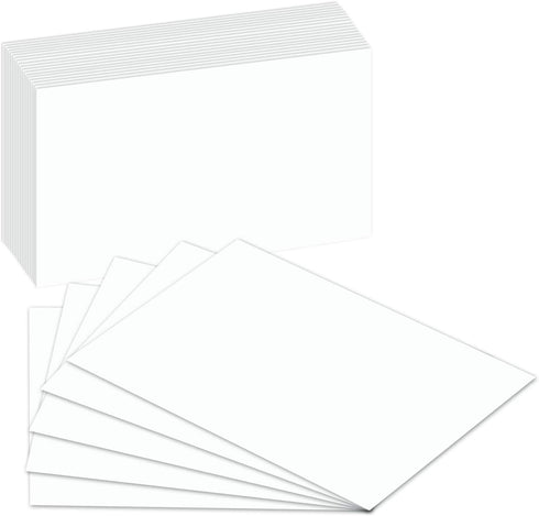 Blank Index Flash Note Cards | 80lb Heavyweight Thick White Cover Stock.