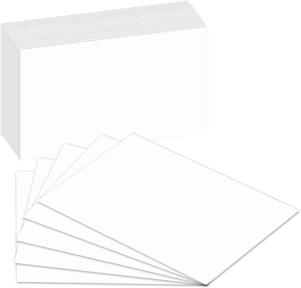 Blank Index Flash Note Cards | 80lb Heavyweight Thick White Cover Stock.