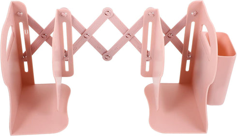 Alipis Adjustable Silicone Bookend and Desk Book Organizer, Small Pink Desktop Book