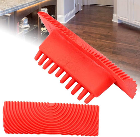 Durable Red Cylinder Rubber Wood Grain Effect Painting Tool, 2Pcs/Set for House Office