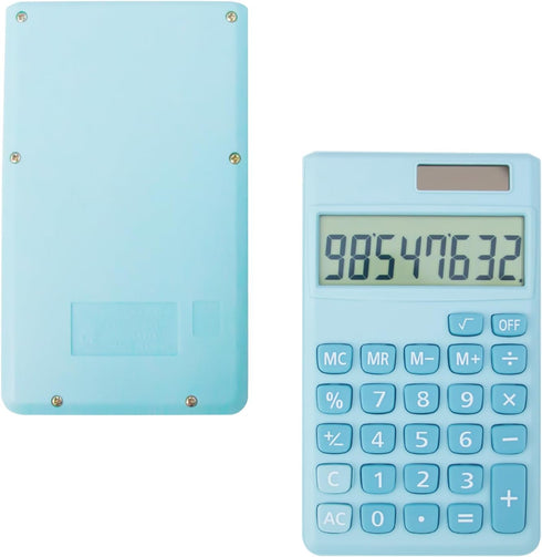 Basic Standard Calculators, Small Digital Desktop Calculator with 8-Digit LCD Display, Battery Solar Power, Pocket Size