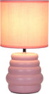 LT1168-RPK 12.68" Simple Designs Chic Glow Mini Stacked Ceramic Table Lamp, Monochromatic Fabric Shade, Small Accent