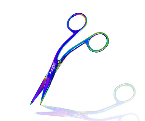 Cynamed Knowles Bandage Scissors with Multicolor/Rainbow Titanium Coating - Perfect for EMT,