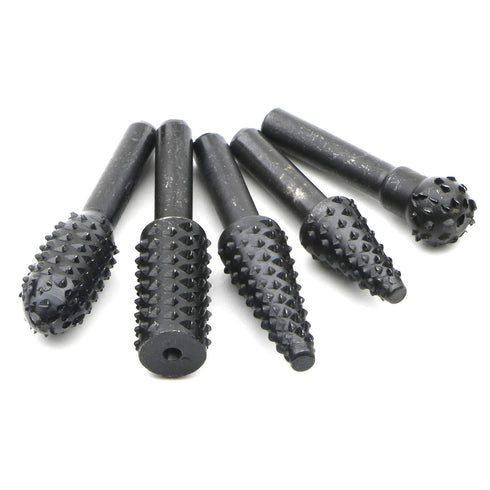 JIUWU 10pcs Black Twist Rotary Burr Drill Bits 6.35mm Shank for Wood Carving, DIY Woodworking Chisel Power Tools