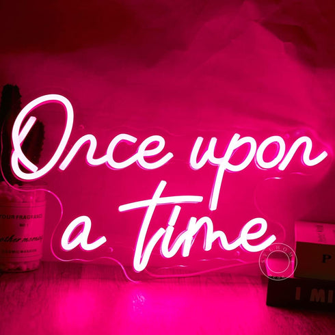 SYLHOME Once Upon A Time Pink LED Neon Light Sign Home Bedroom