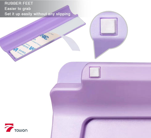 TOWON Small Glass Dry Erase Board, Mini Desk White Board with Easel Pad Set, 8 x 6 Inches, Purple