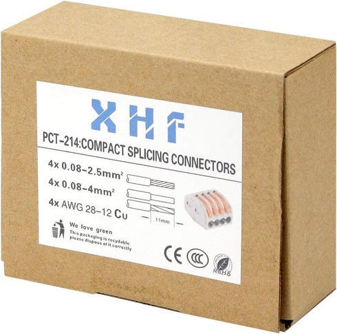 50 Pcs Lever Connectors Nuts, 4 Conductor Combination Compact Wire Connectors, Fast Connection Terminal 28-12 AWG