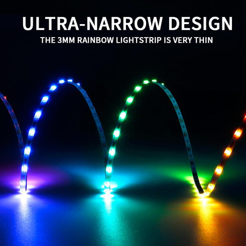 3.2FT WS2812B WS2812 3mm Strip,DC5V 100LEDs/m Ultra Narrow LED Individually Addressable Dream Color Flexible Smart