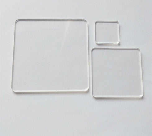 25PCS Blank Clear Acrylic Square Material - Plexiglass Laser Cut Sheet with Round Corners, DIY Accessory