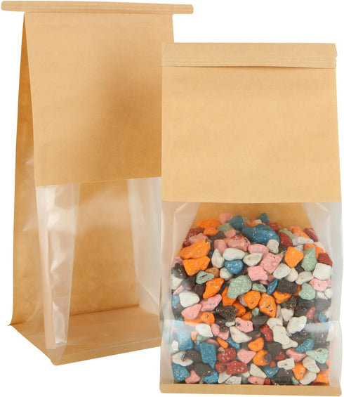 QTLCOHD 100 Pcs Bakery Bags with Window - 5.1 x 4.3 x