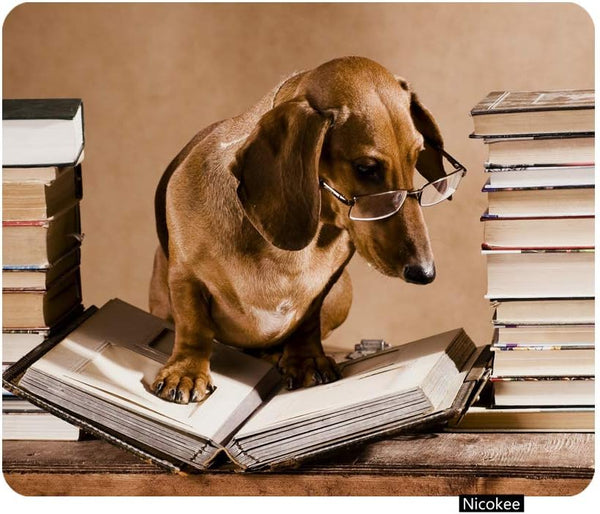 Dachshund Book Worm Gaming Mouse Pad, Personalized Non-Slip Rubber Mouse Pad for Computers, 9.5 x 7.9 Inch, Puppy