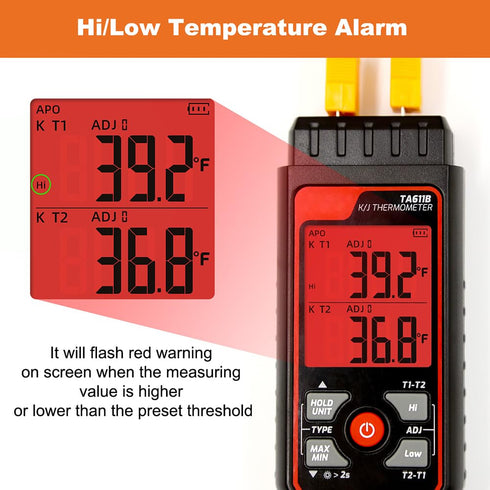 -328~2501 4PCS Digital Thermocouple Thermometer Dual-Channel K/J Type Thermometer Wide Range Industrial HVAC
