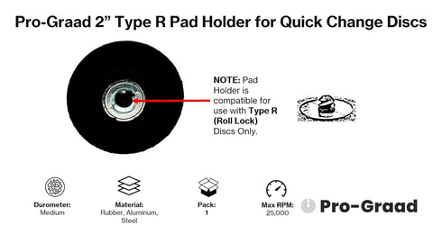 Pro-Graad 2" Disc Pad Holder with Shank, Die Grinder Sanding Suitable for Roll Lock, Type R, R-Type Quick Change Disc