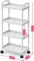 4-Tier Rolling Utility Cart with Handle Multi-Functional Storage Trolley with Wheels, Movable Organizer for Kitchen
