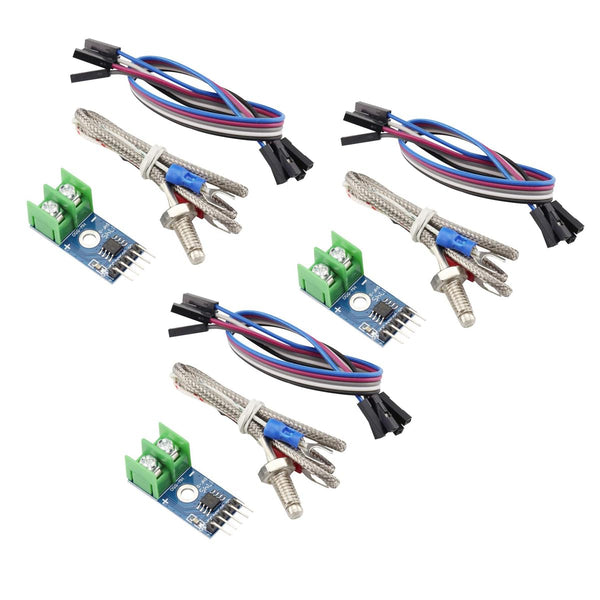 3 Sets of DC 3-5V Max6675 Module Set with K Type Thermocouple Temperature Sensor and Cable Cord