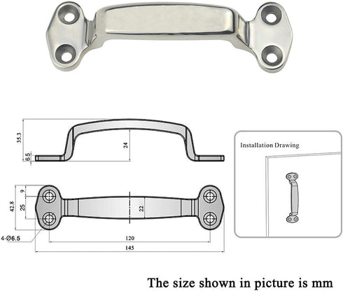 Heavy Duty Marine Grade Stainless Steel Lift Grab Pull Handle, 5-3/4 Inch