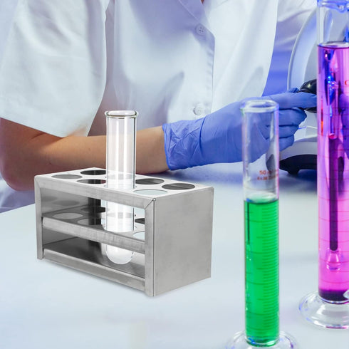 POPETPOP Test Tube Rack - Stainless Steel Sample Tube Holder with 8 Holes for Laboratory Supplies