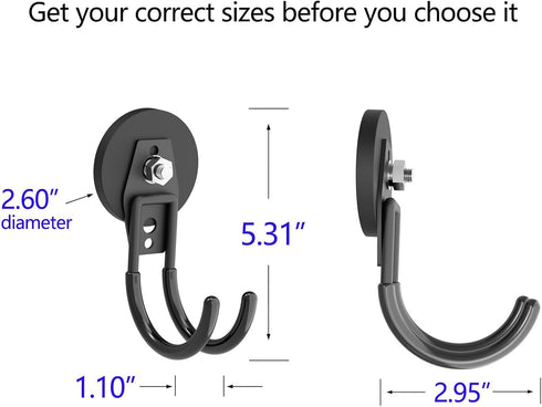 Heavy Duty Magnetic Hooks, Super Strong Garage Magnet Hooks for Indoor & Outdoor Hanging (4 Pack)