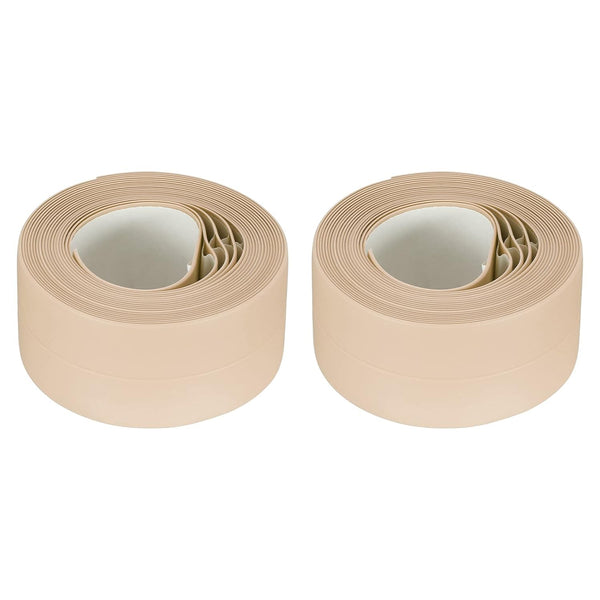 uxcell Waterproof Seal Caulk Strip Tape, Self Adhesive 1.5"W x 10.5'L PVC Sealing Tape for Kitchen Bathroom (Beige, 2