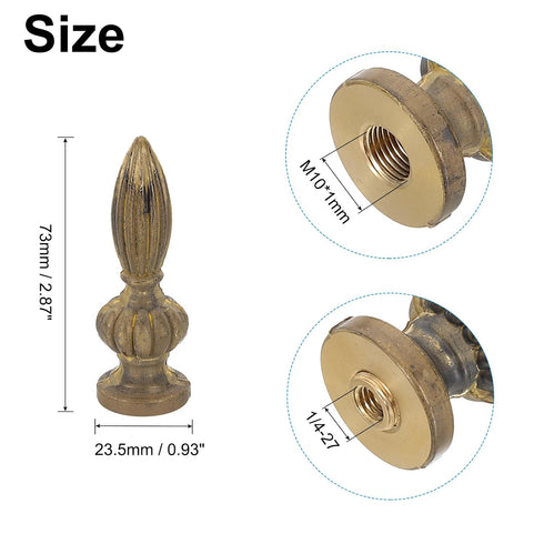 PATIKIL 23.5 73mm 1 Set (Pack 2) x Lamp Finials Caps Knob, Solid Brass Lamp Shade Top Decoration Screw Cap Nuts