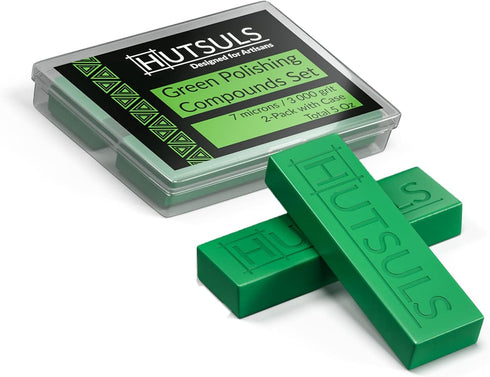 Knife Stropping Compound with Case, 2-Pack, Total 5 Oz, Green Buffing Compound Bars for Razor-Sharp Edges