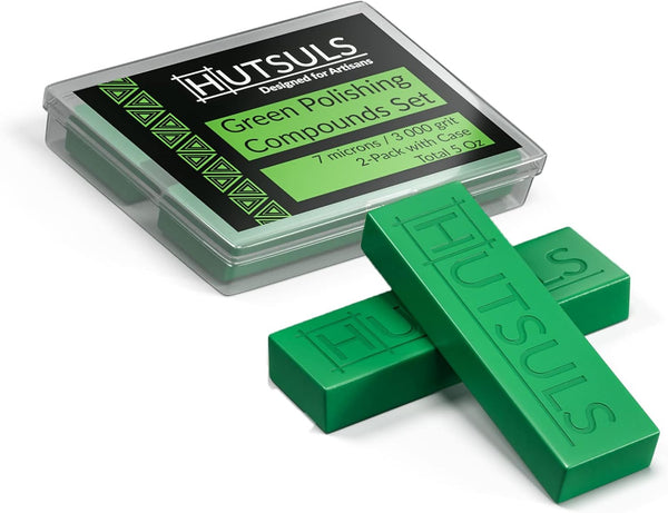 Knife Stropping Compound with Case, 2-Pack, Total 5 Oz, Green Buffing Compound Bars for Razor-Sharp Edges