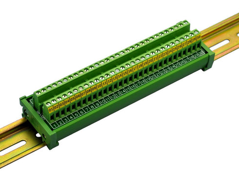 Electronics-Salon DIN Rail Mount 30 Position Screw Terminal Block Distribution Module, 24A / 400V