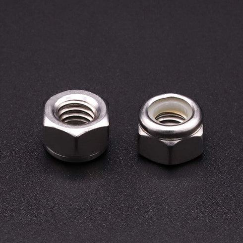 #10-24 inch Nylon Insert Hex Lock Nuts (50 Pack), 304 Stainless Steel (18-8), Corrosion-Resistant Hex Lock Nuts with