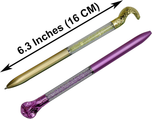Maydahui 24 PCS Snake Shaped Ballpoint Pens Novelty Cobra Pen Retractable Bling Rhinestones Pen Colorful Crystal Quicksand Pens Black Ink for School Party Home by Maydahui