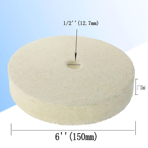 Luo ke 6'' x 1'' Wool Buffing Wheel - 1/2'' Arbor Compressed Felt Polishing Kits Wool Buffing Wheels for Bench Grinder/Table Grinder