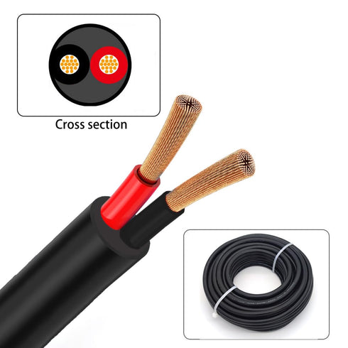 Oxygen-Free Copper 14AWG 2 Conductor Pure Copper Flexible Electrical Wire, Stranded PVC 2Cord for Lighting Automotive