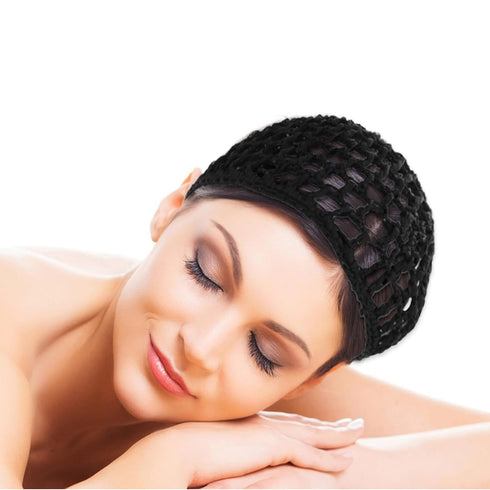 Gjinxi 3-Pack Breathable Nylon Mesh Hair Nets for Women Soft Crochet Snood Cap for Sleeping, Salon, Shower & Food