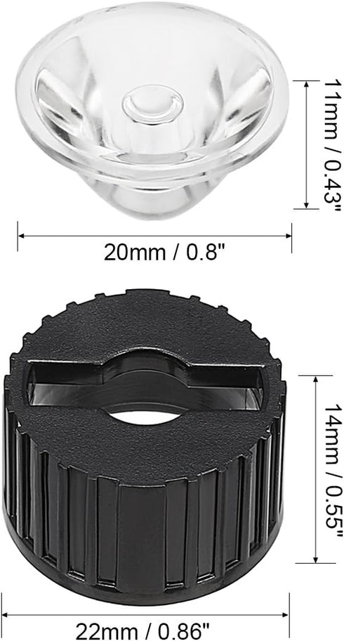 uxcell 10 pcs 20mm LED Lens 15 Degree with Black Holder for 1W 3W High Power LED Light